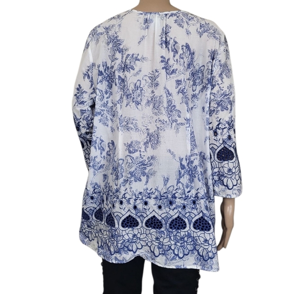 Soft Surroundings Nimes Toile Embroider Tunic Top PL - Picture 4 of 5